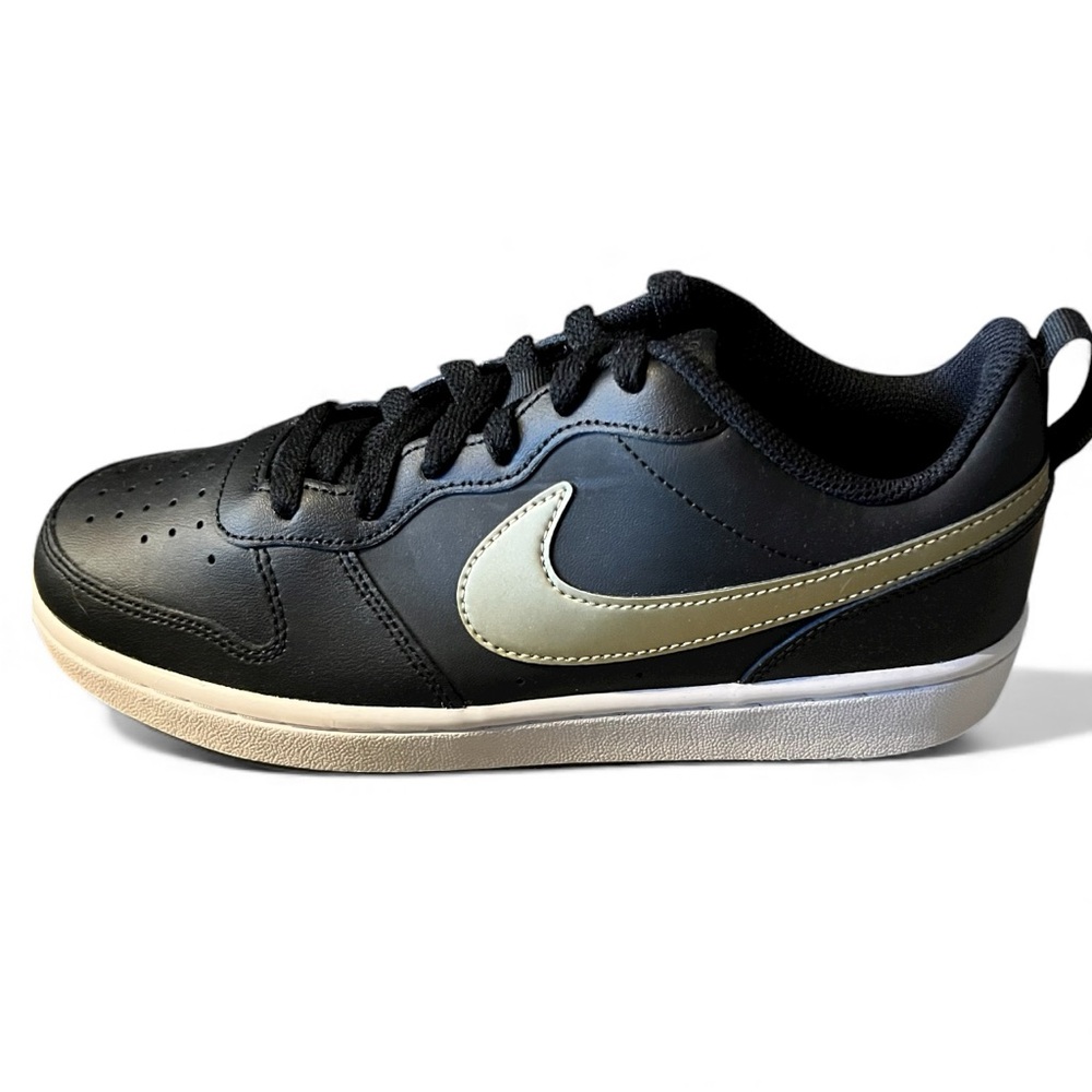 Nike Court Borough Low 2 (GS) Black and Gold Accent Sneakers